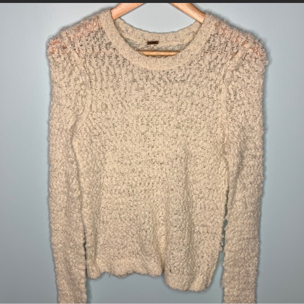 Free People Ivory Popcorn Knit Sweater Small